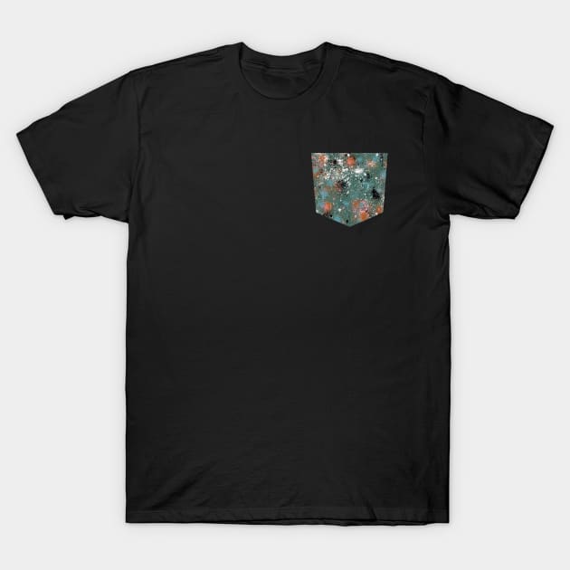 Pocket - INK SPLATTER DUST MULTI GREEN T-Shirt by ninoladesign